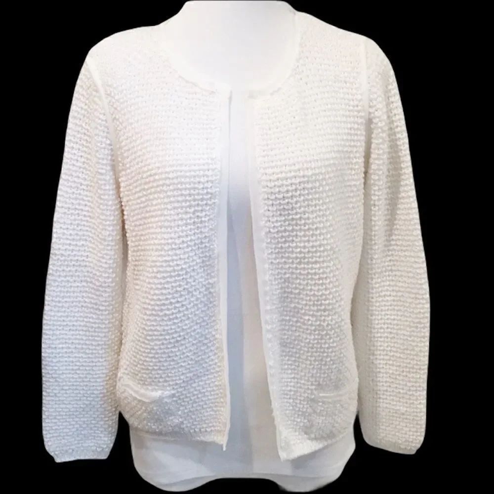 Euc Zara Knit Cardigan Sweater White Sz M